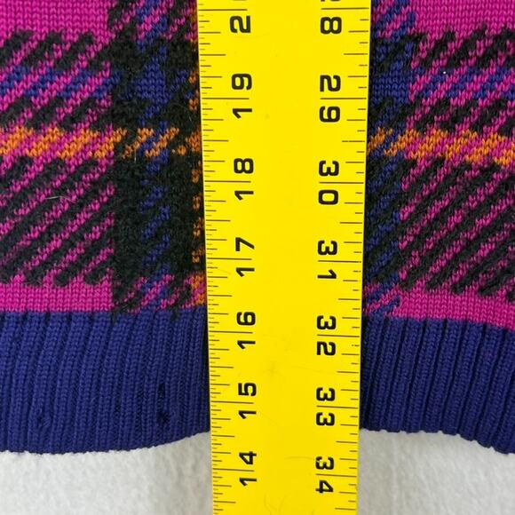 Yves Saint Laurent Coat Jacket Rive Gauche Tartan Lambswool Purple Wood Button - Picture 5 of 14